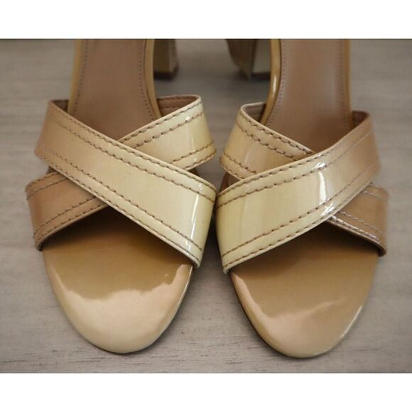 Franco Sarto 19613250 Women Sz 9.5M Beige Classe Ankle Strap Patent Leather Pump - Picture 7 of 11